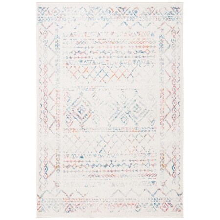 Flowers First 10 x 13 ft. Tulum Contemporary Rectangle Power Loomed Rug Ivory & Turquoise FL1887970